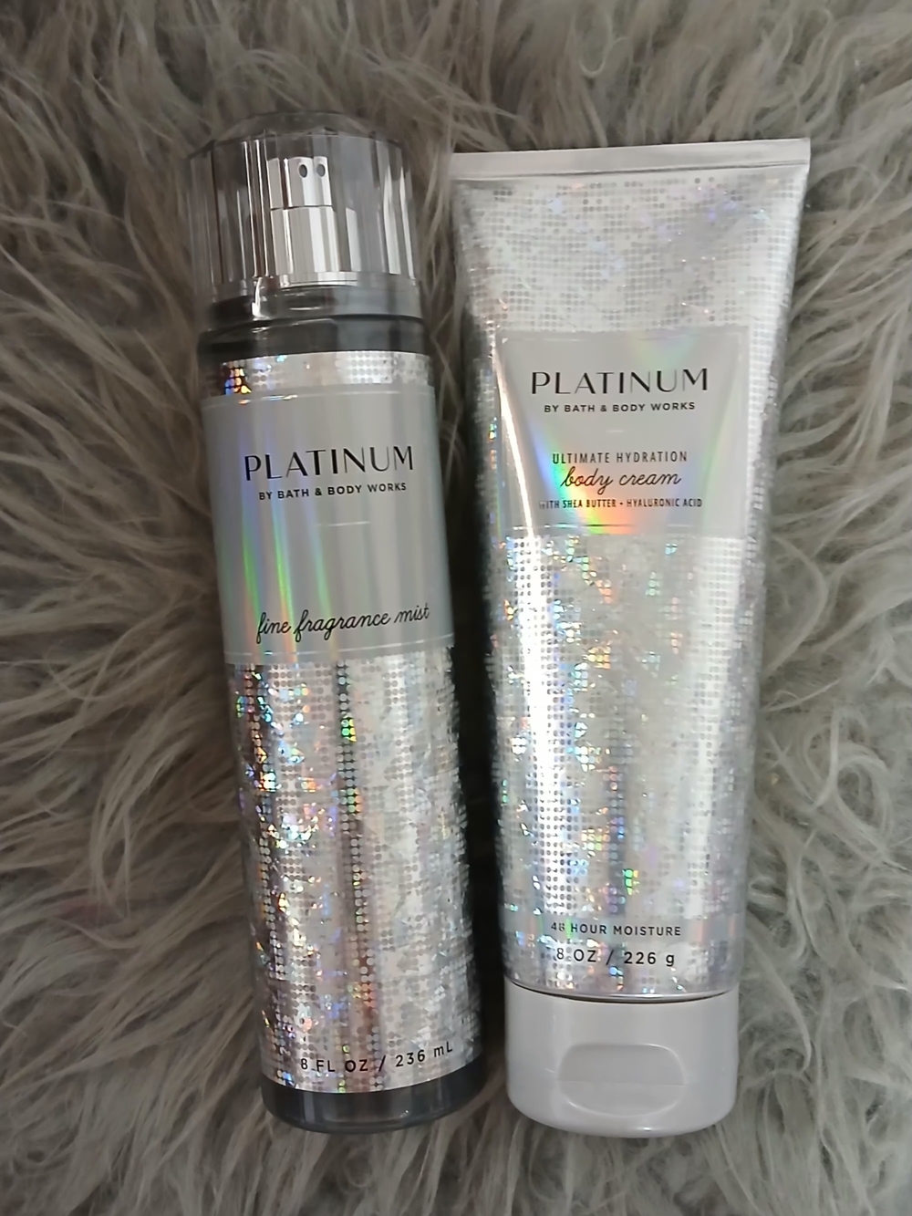 Bath & Body Works Platinum Iridescent Silver Fragrance Mist & Body Cream